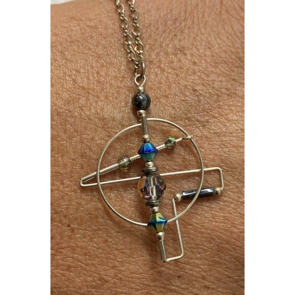 Sterling Silver Geometric Beaded Necklace Harpstone